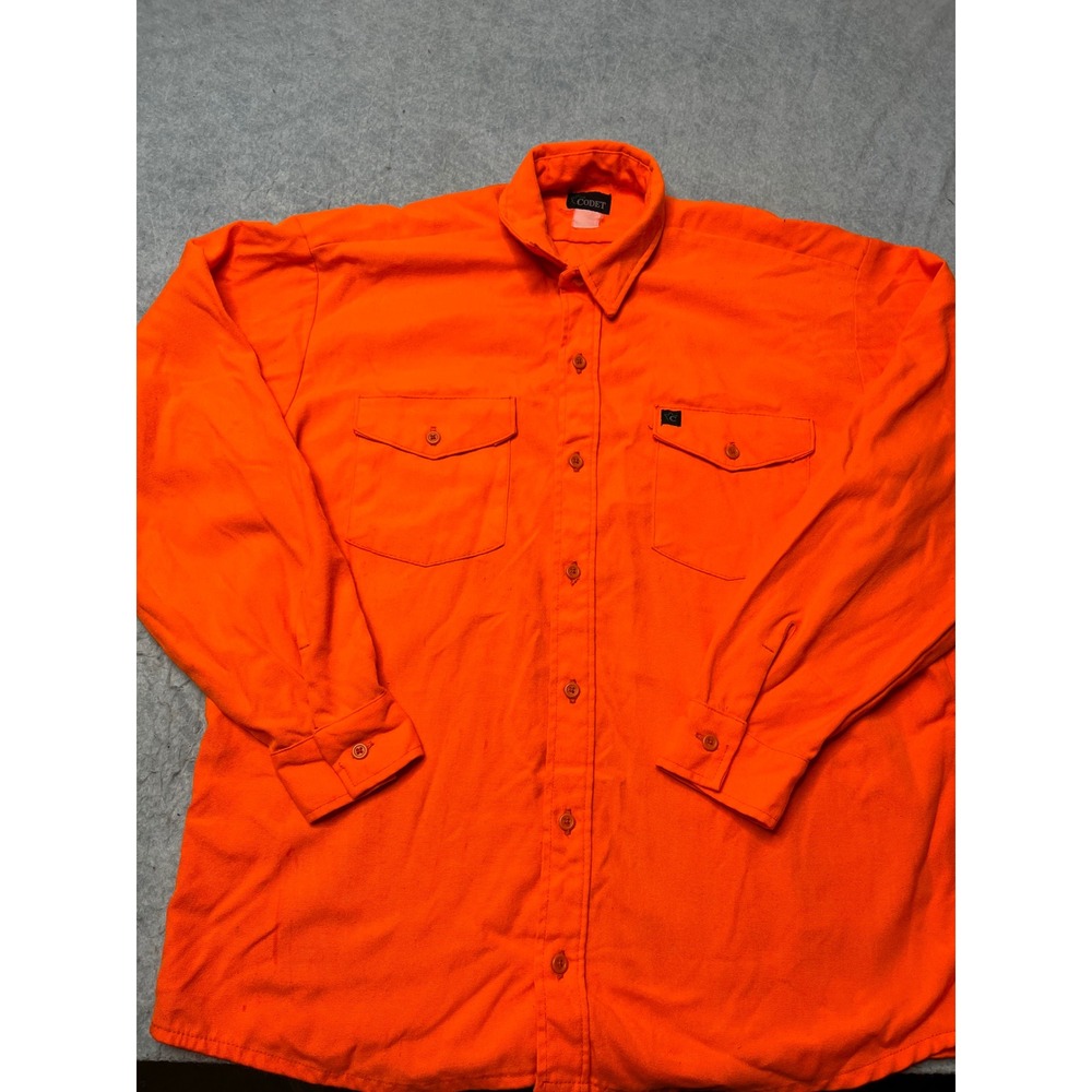 Codet Mens Blaze Orange‎ Hunting Shirt Long Sleeve Button Up High Vis Workwear - Picture 2 of 7